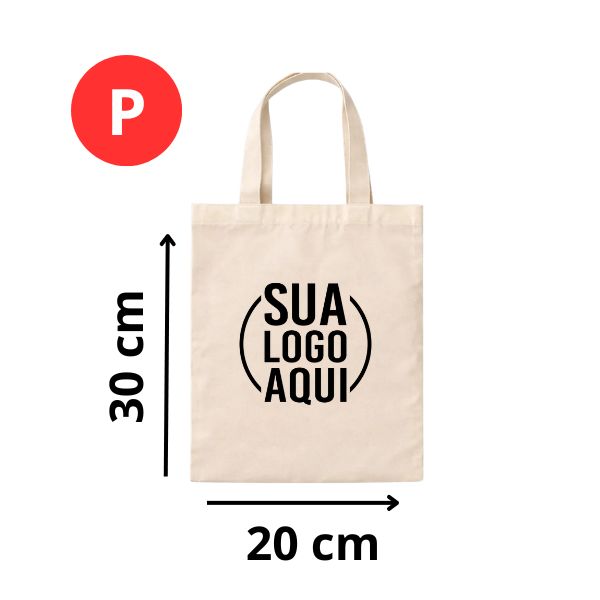 Sacola Ecobag Personalizada P </br>Tecido Algodão Cru </br>Peso: 180 gramas